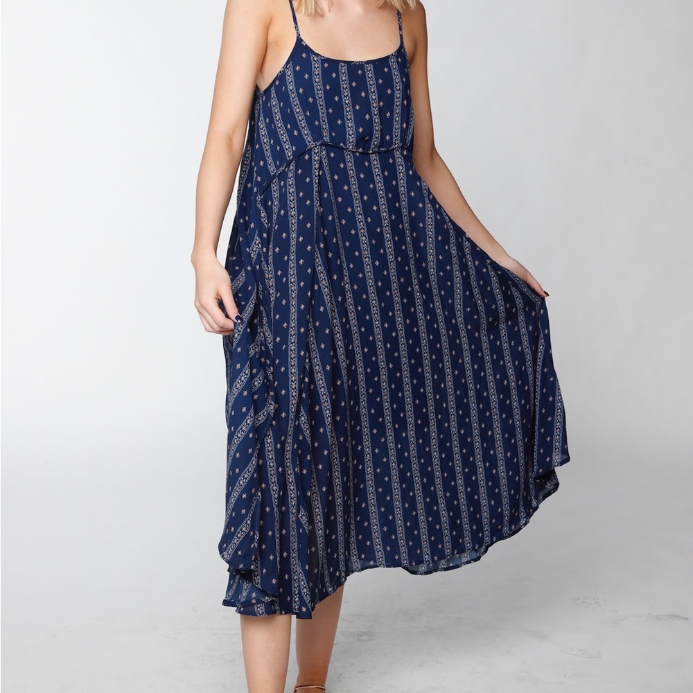 Wishlist Navy Blue Printed Maxi Dress